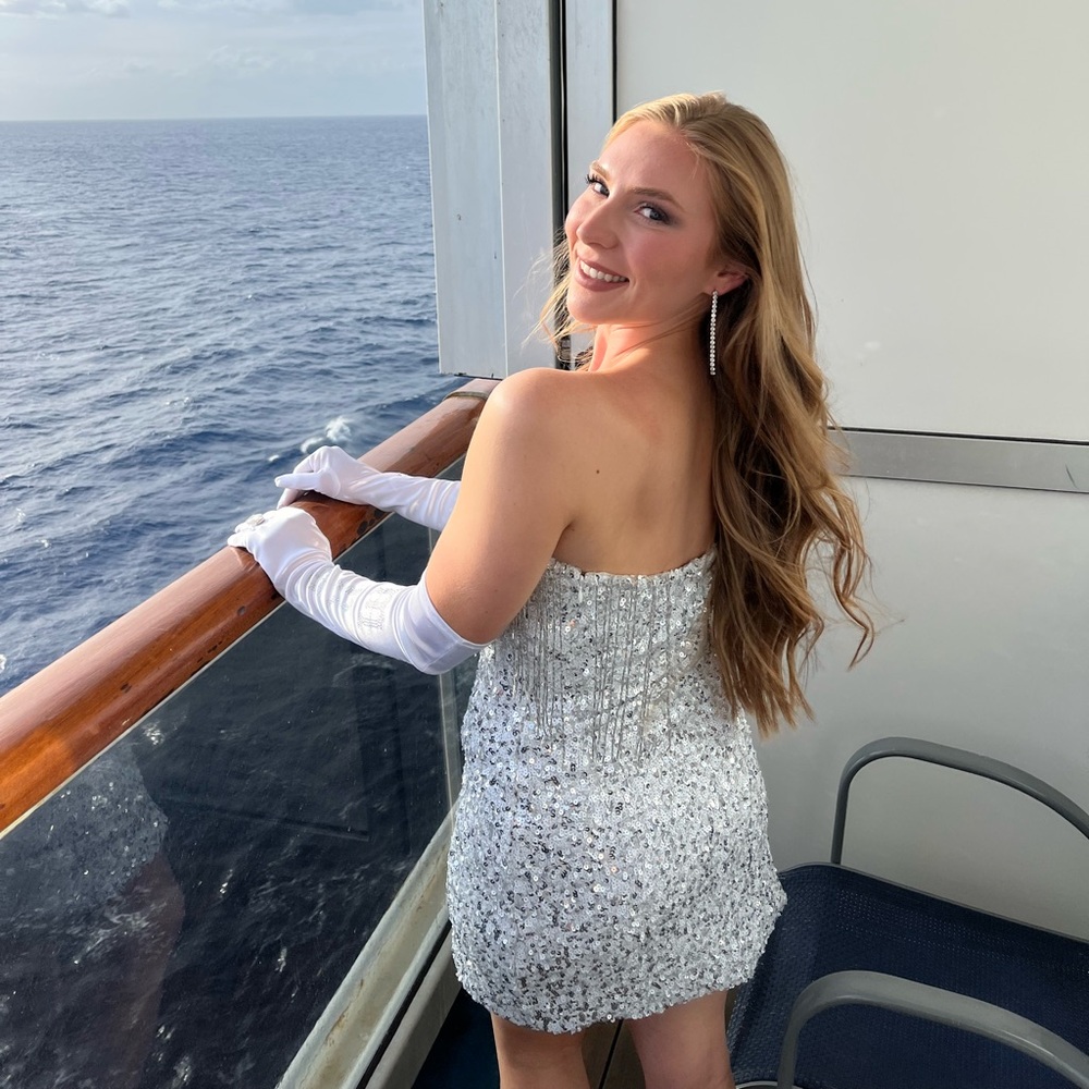 Strapless Fringe and Sequin Mini Dress - Picture 6 of 7